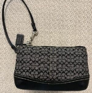 Coach Signature Black and Gray Wristlet